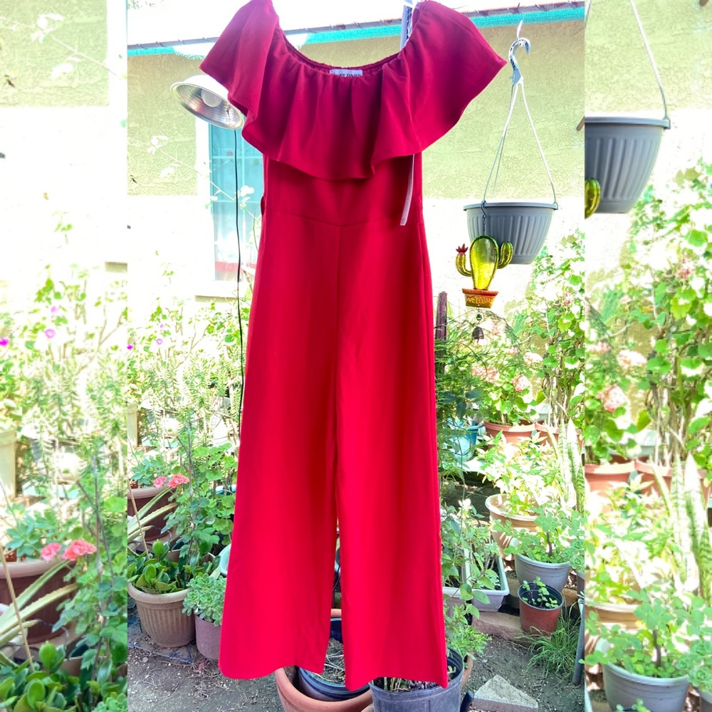 Red Off the Shoulder jumpsuit size Medium